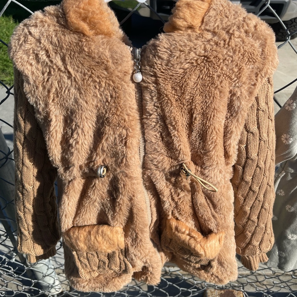 Cozy Tan Faux Fur Girls Jacket